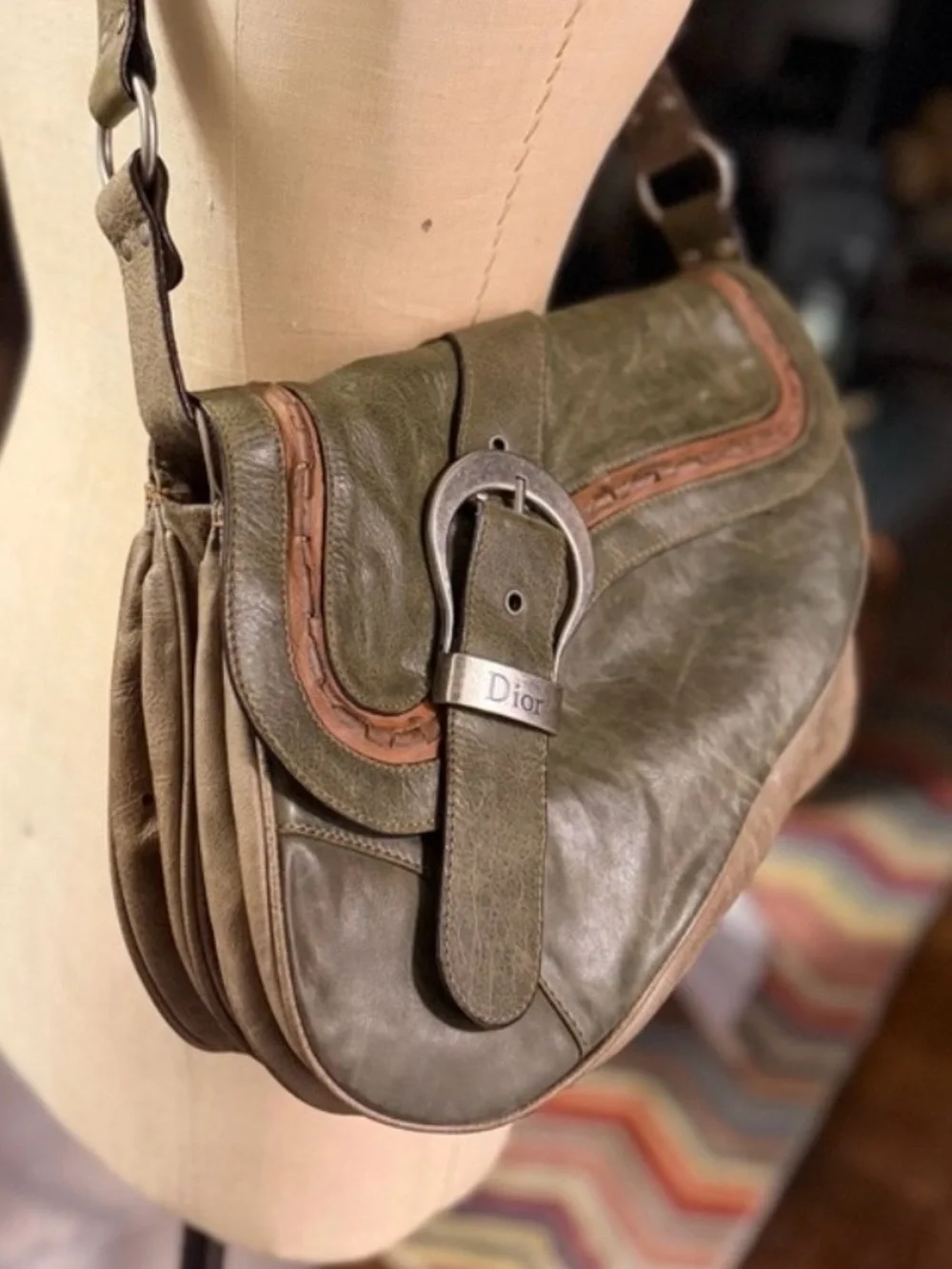 DIOR GAUCHO SADDLE  LARGE HANDBAG Limited edition color - Picture 12 of 15